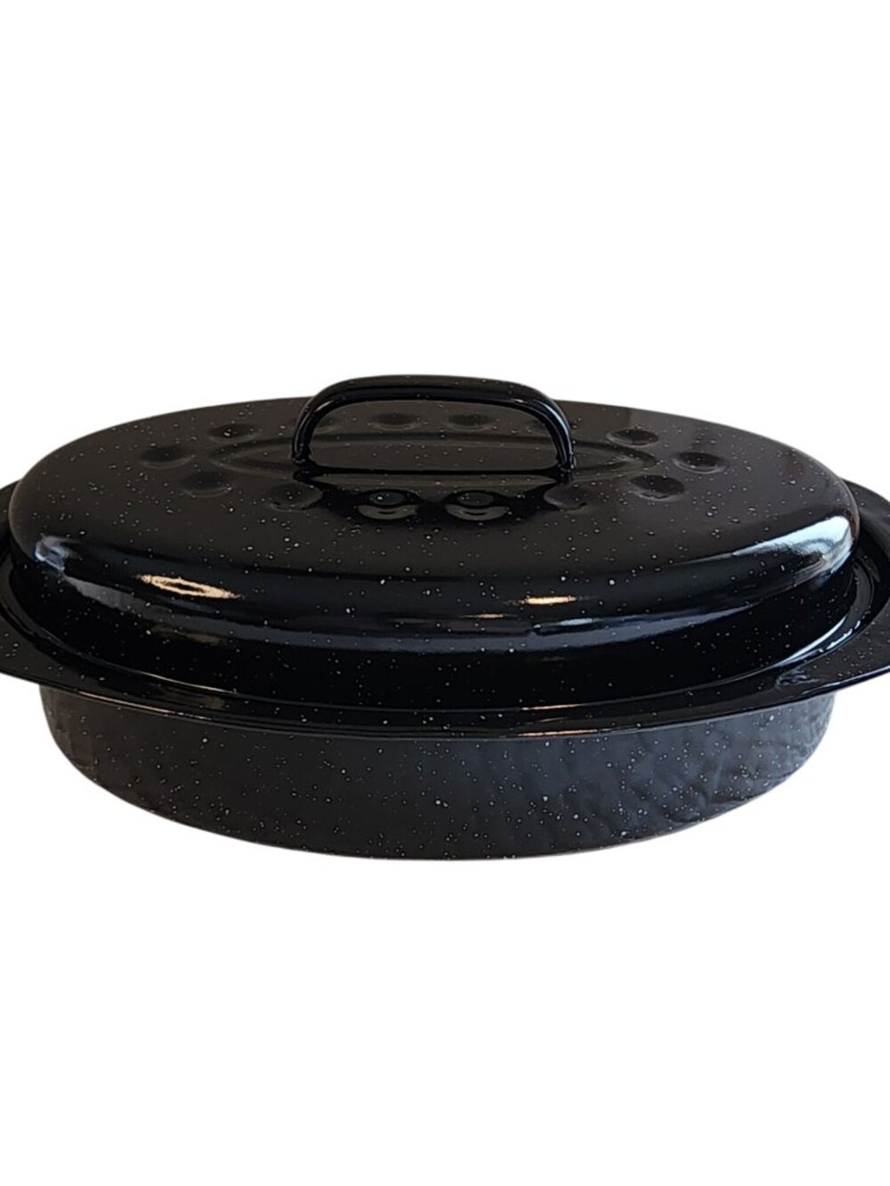 Enamel Oval Roaster 13" x 8.7" x 5" Holds 7 LBS